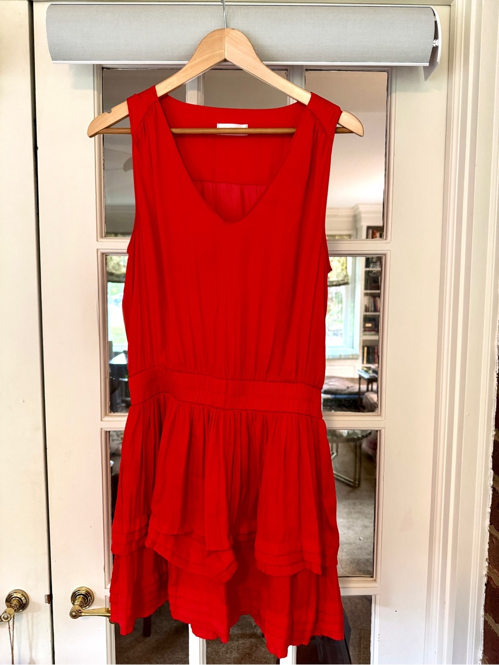 Vestique Vibrant Orange/Red Sleeveless Mini Dress (Size M)